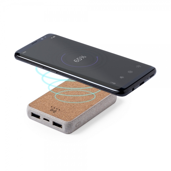 Bezprzewodowy power bank 5000 mAh ze słomy pszenicznej, ładowarka bezprzewodowa 5W img