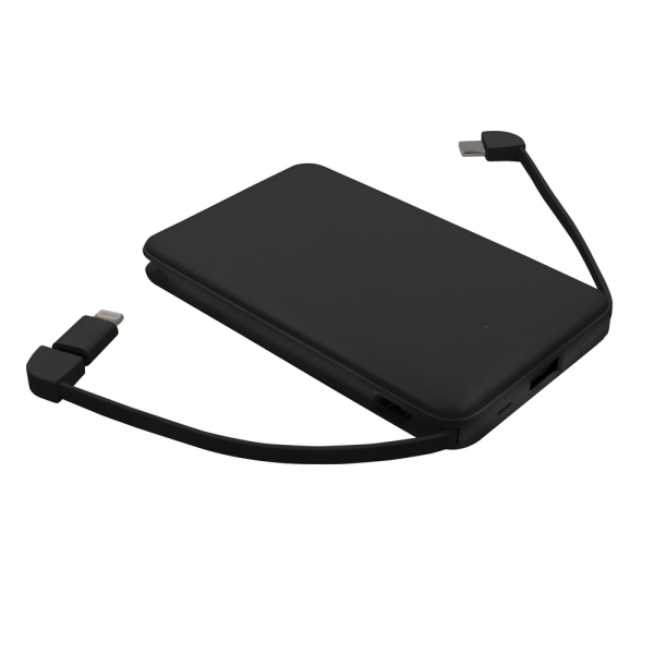 Power bank 5000 mAh ze zintegrowanymi kablami, adapter w komplecie | Presley img