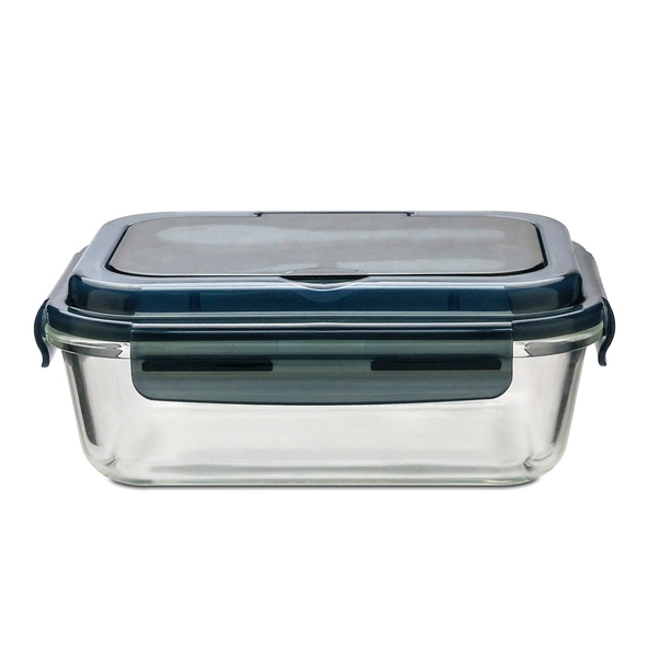 Szklany lunch box ze sztućcami Lagos 1000 ml, czarny img
