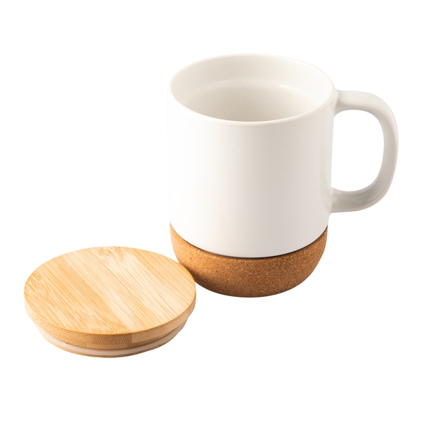 Kubek ceramiczny z bambusową przykrywką Giulia, biały img