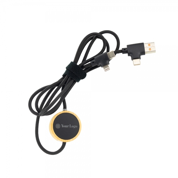 Długi drewniany kabel 4w1 z podświetlanym logo img