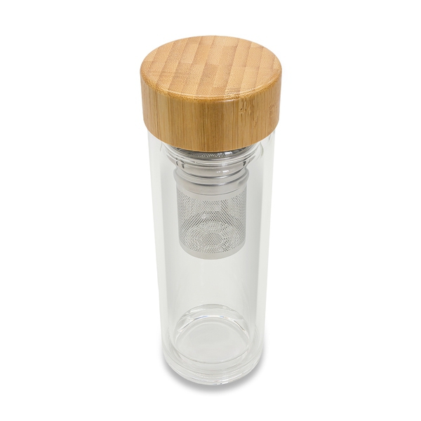 Dwuścienna butelka z zaparzaczem Helen 400 ml, transparentny img