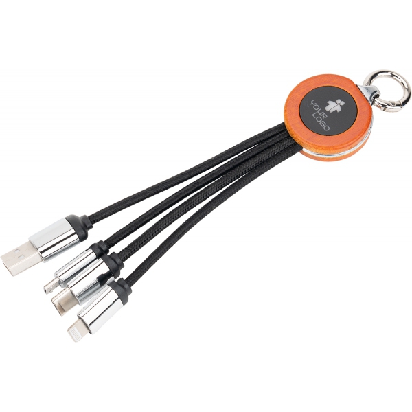 Kabel 4 w 1 z podświetlanym logo w drewnianej obudowie img