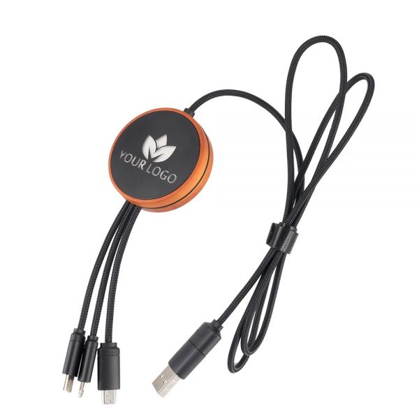 kabel z ładowarką indukcyjną 4w1 z podświetlanym logo, i5w img