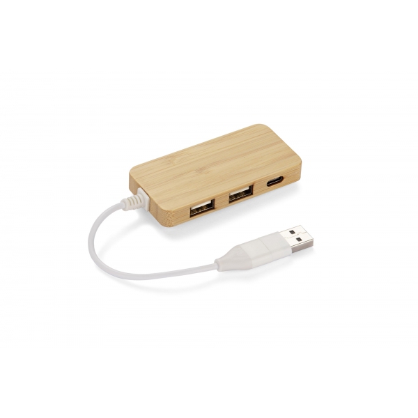 Rozdzielacz bambusowy HUB USB z wymienną wtyczką - RIVO img